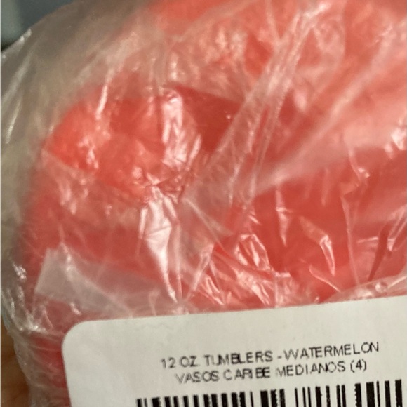 Tupperware 12oz Watermelon Tumblers Set of four with white covers NEW/NOT pink - Picture 4 of 5